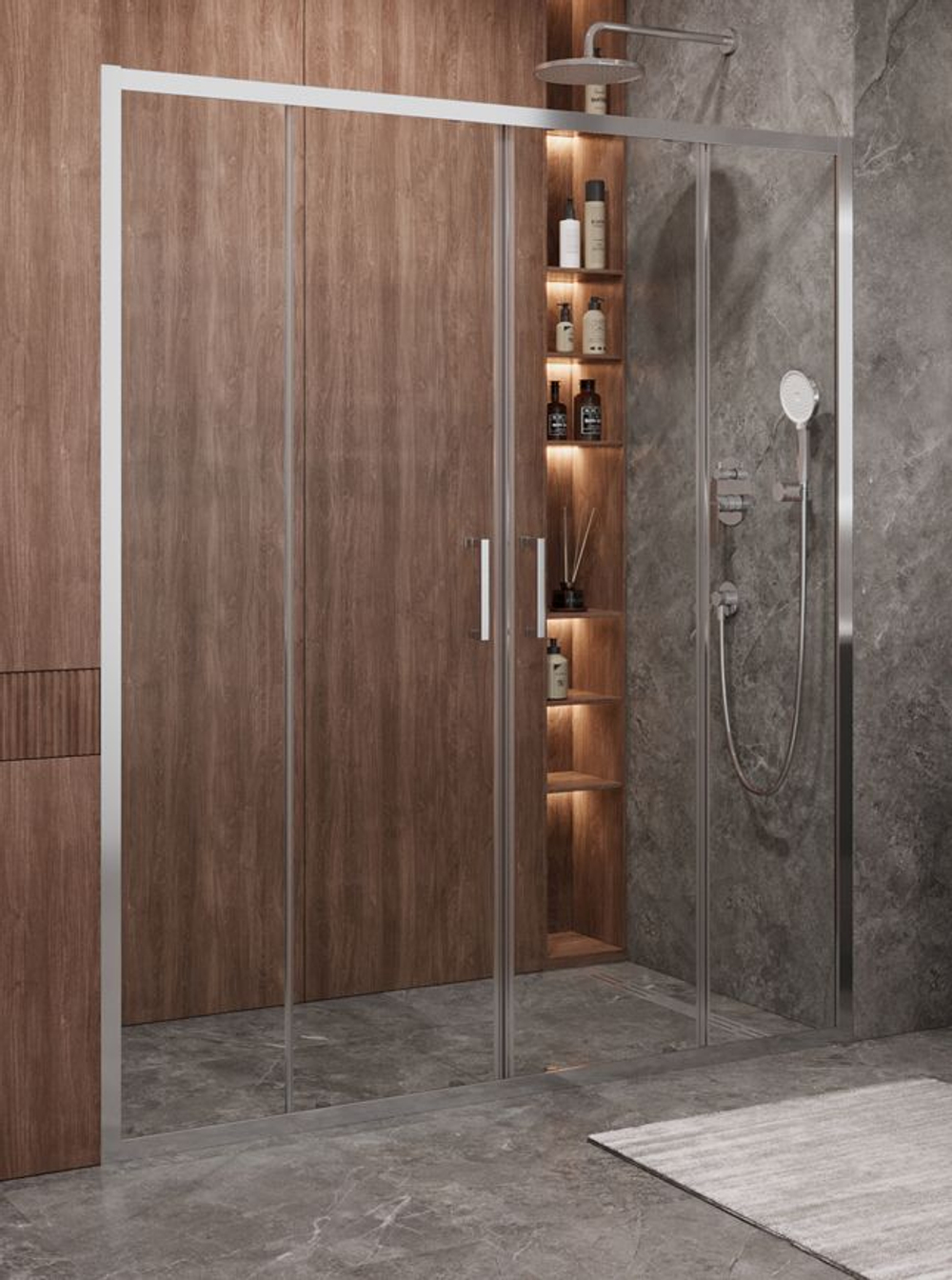 Дверь в проём Cezares MOLVENO-BF-2-170-C-CR-IV, 170х195, профиль хром, стекло прозрачное