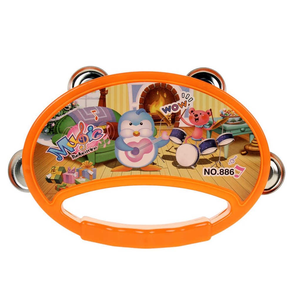 Бубен 16см, оранжевый, пакет 886