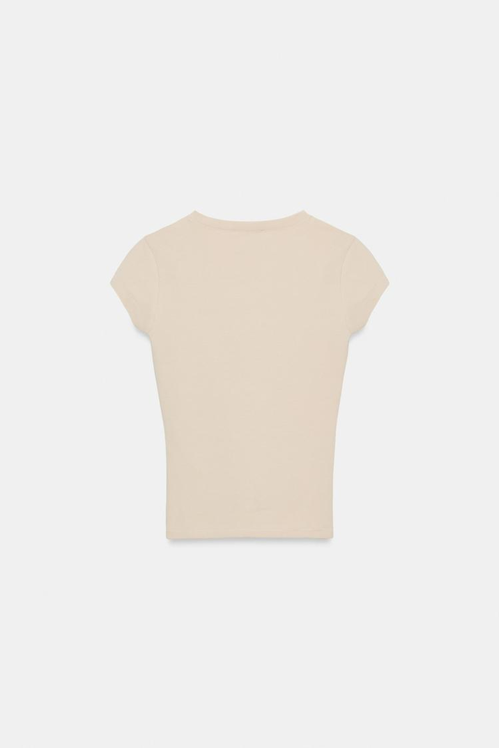 ZARA ФУТБОЛКА С V-ОБРАЗНЫМ ВЫРЕЗОМ, КАМЕННО-СЕРЫЙ