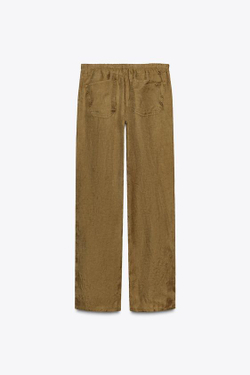 ZARA ПИЖАМНЫЕ БРЮКИ С ПОЯСОМ, СВЕТЛЫЙ ХАКИ