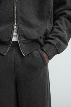 ZARA ДЖОГГЕРЫ BALLOON FIT С ЭФФЕКТОМ ПОТЕРТОСТИ, ТЕМНЫЙ АНТРАЦИТ