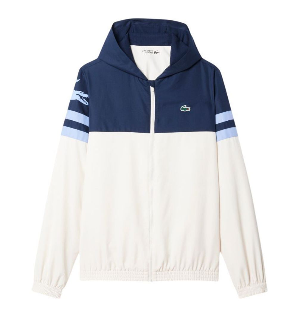 Куртка теннисная Lacoste Water-Repellent Hooded - white/purple/navy blue