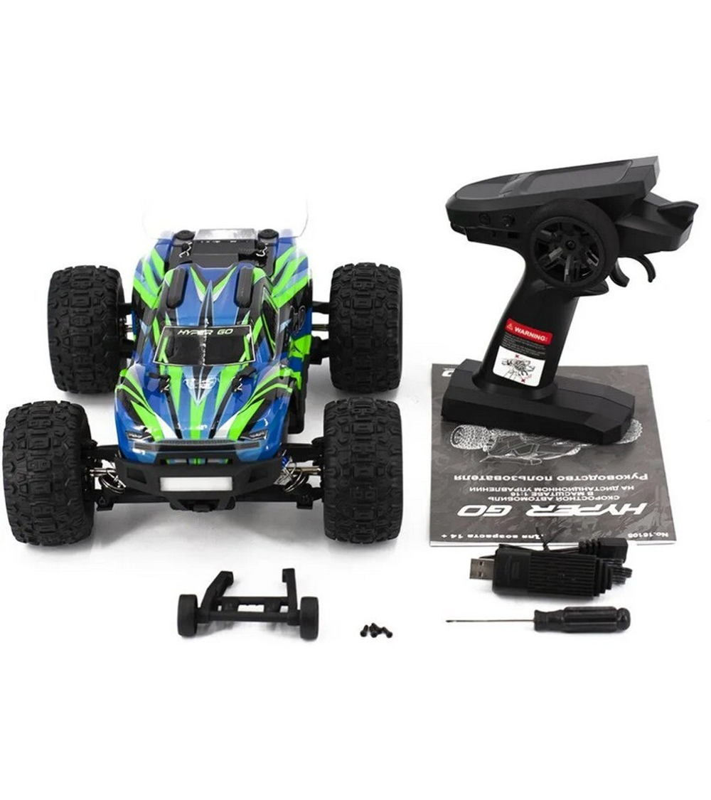 Радиоуправляемый монстр MJX Hyper Go 16108 (зеленый) 4WD 2.4G LED 1/16 RTR