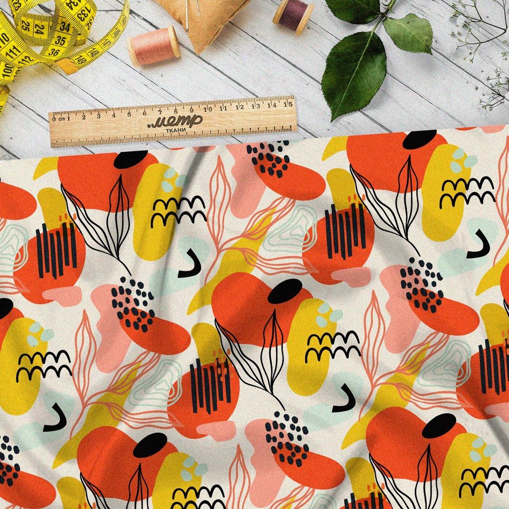 Ткань ниагара абстрактный принт в контурах