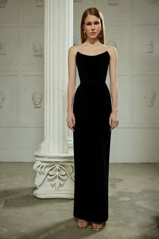 Платье макси корсетное из бархата