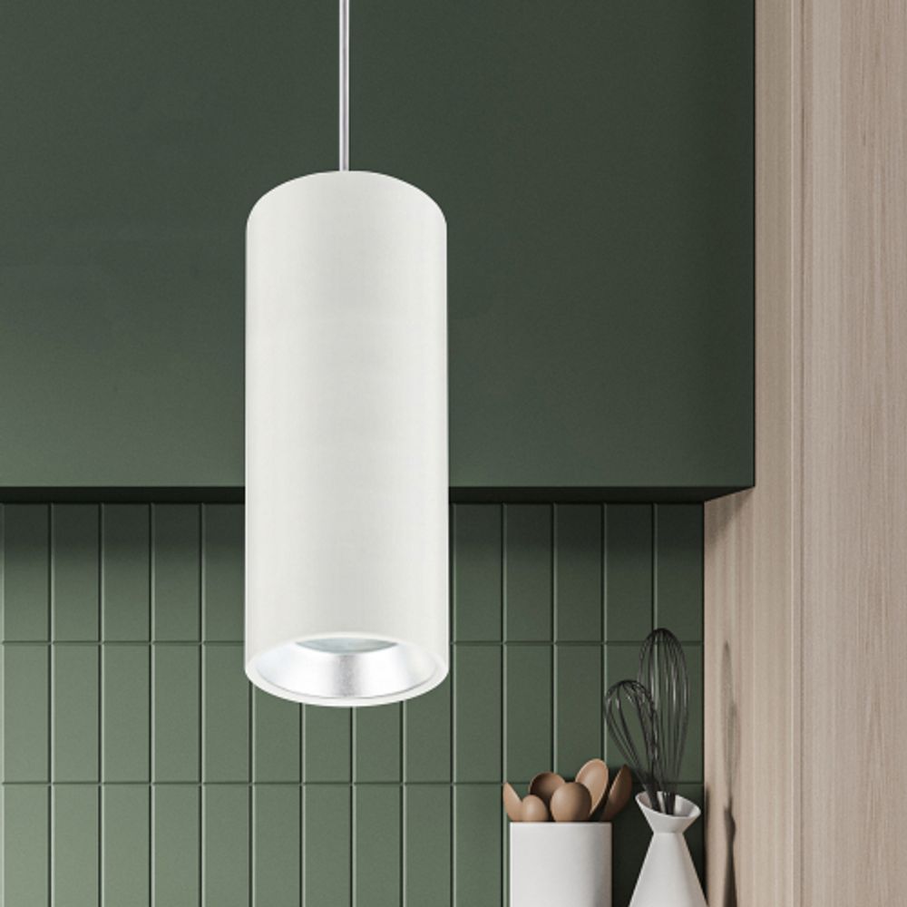 Светильник подвесной ЭРА PL12 GX53 WH/SL под лампу GX53 белый/серебро