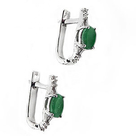 Серьги "Мовилл" изумруд, циркон