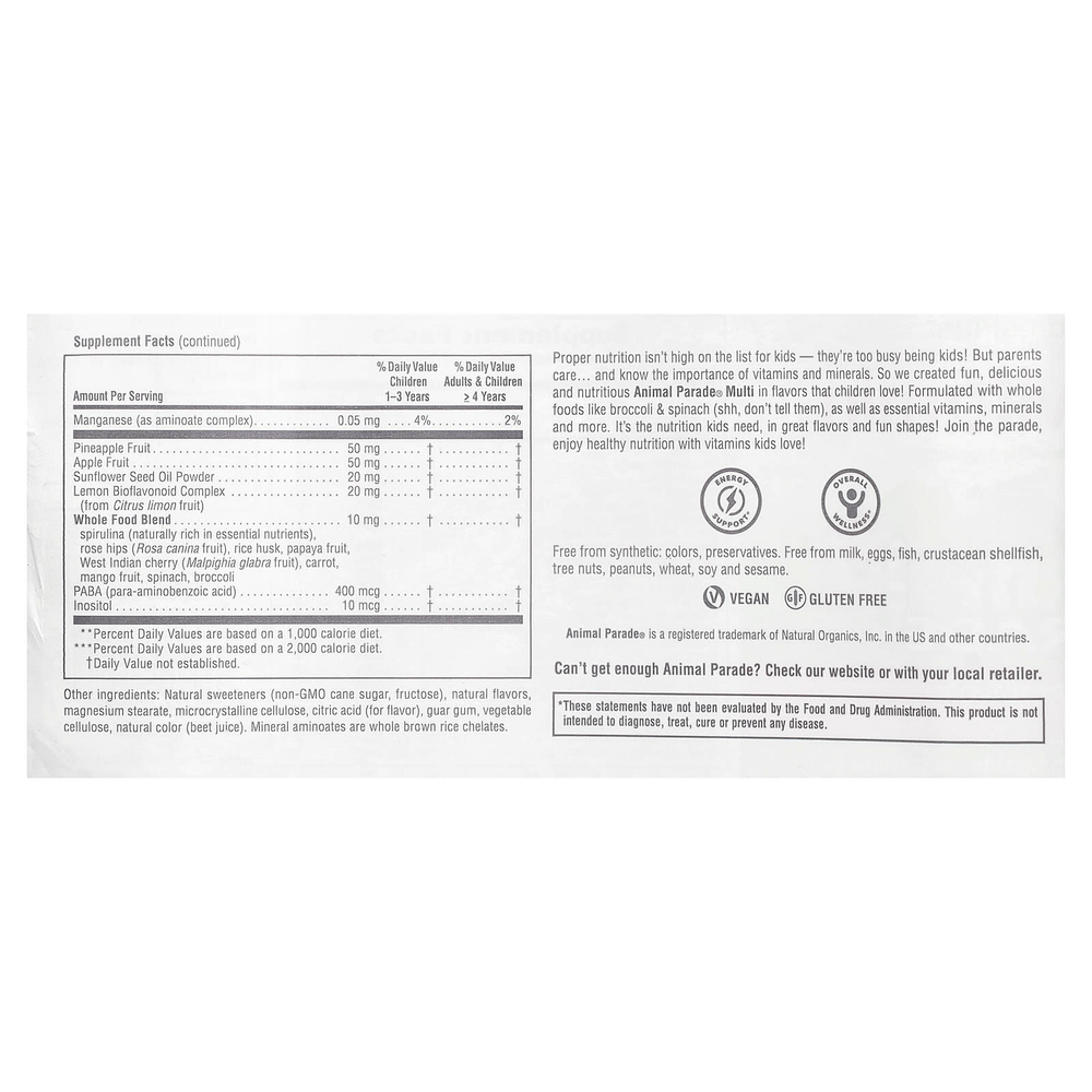 NaturesPlus, Animal Parade®, жевательные мультивитамины для детей, со вкусом вишни, 90 таблеток в форме животных