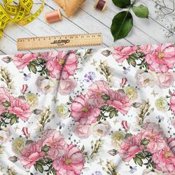 Ткань бязь ботанический весенний принт