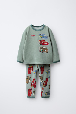 ZARA ВЕЛЬВЕТОВАЯ ПИЖАМА CARS LIGHTNING MCQUEEN AND FRIENDS © DISNEY, ЗЕЛЕНЫЙ