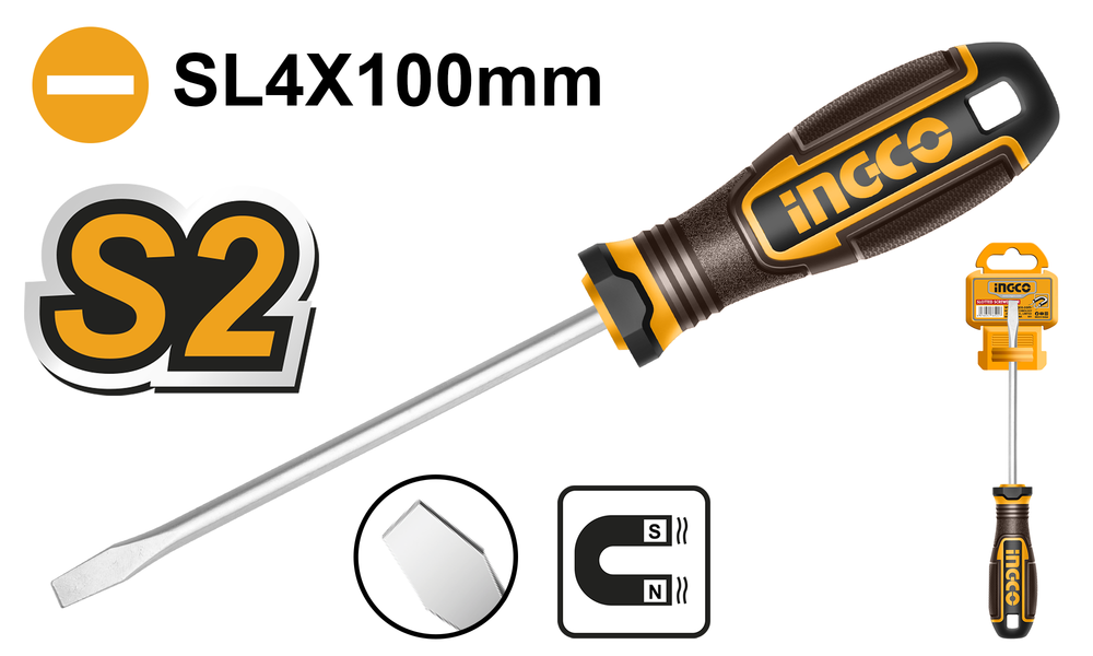 Отвертка шлицевая INGCO HSDSL4100 INDUSTRIAL SL4x100 мм