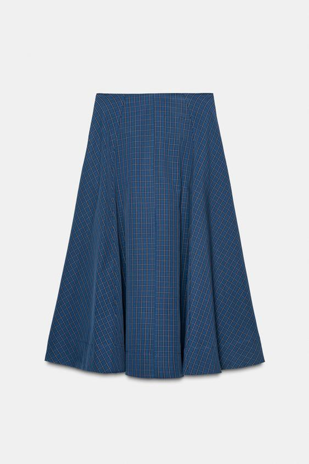 ZARA ЮБКА МИДИ В КЛЕТКУ СО СКЛАДКАМИ, ОТТЕНКИ СИНЕГО