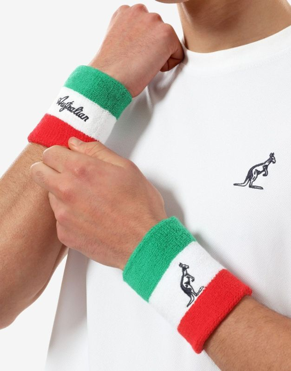 Напульсник теннисный Australian Tricoloured Wristband - green/white/red