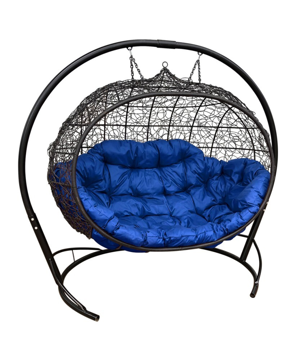 Кресло подвесное "Улей" ротанг black/blue