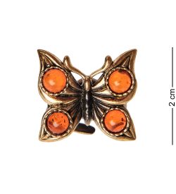 AM-2656 Кольцо «Бабочка» (латунь, янтарь)