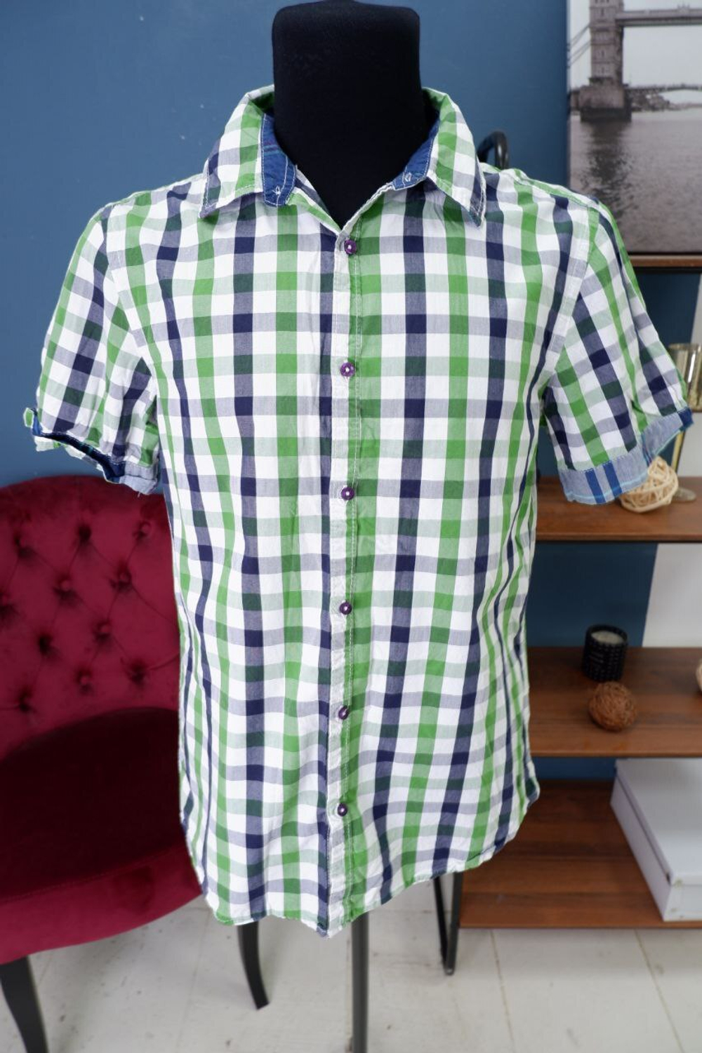 Рубашка Denim & Co в клетку 46 размер