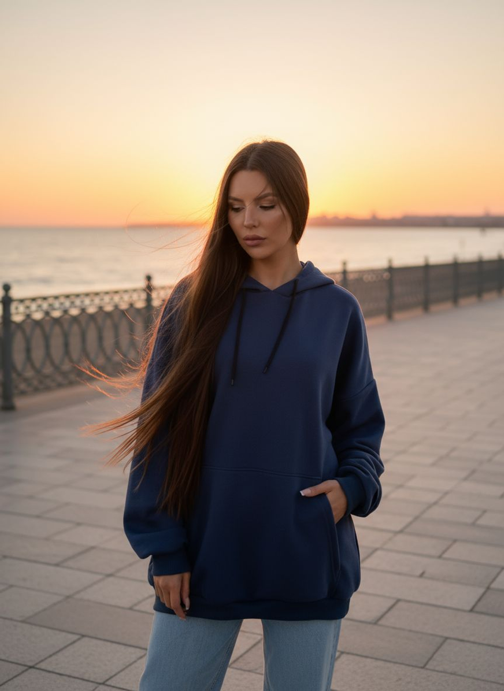 Толстовка женская худи с капюшоном оверсайз хлопок