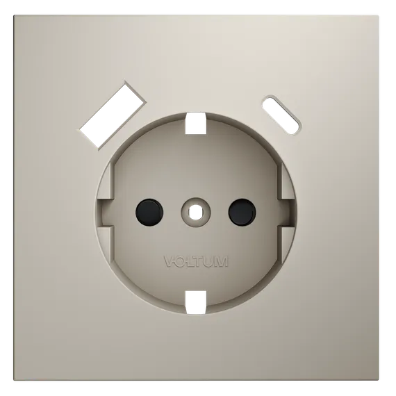 Накладка для розетки с заземлением и защитными шторками, с USB A+C, S70 (кашемир) vls001003