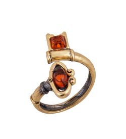 AM-3800 Кольцо «Ключик от ларчика» (латунь, янтарь)