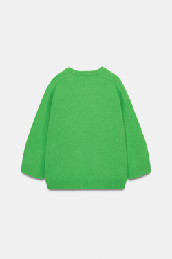 ZARA СВИТЕР ИЗ 100% ШЕРСТИ С РУКАВАМИ «МОЛОТОК», ЯБЛОЧНО-ЗЕЛЕНЫЙ