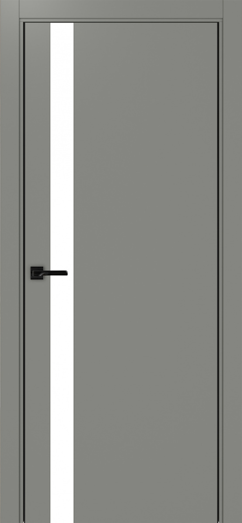 Межкомнатная дверь Optima Porte НЕАПОЛЬ 211 Белое стекло, Алюминиевая кромка SB (матовый чёрный) с 2-х сторон