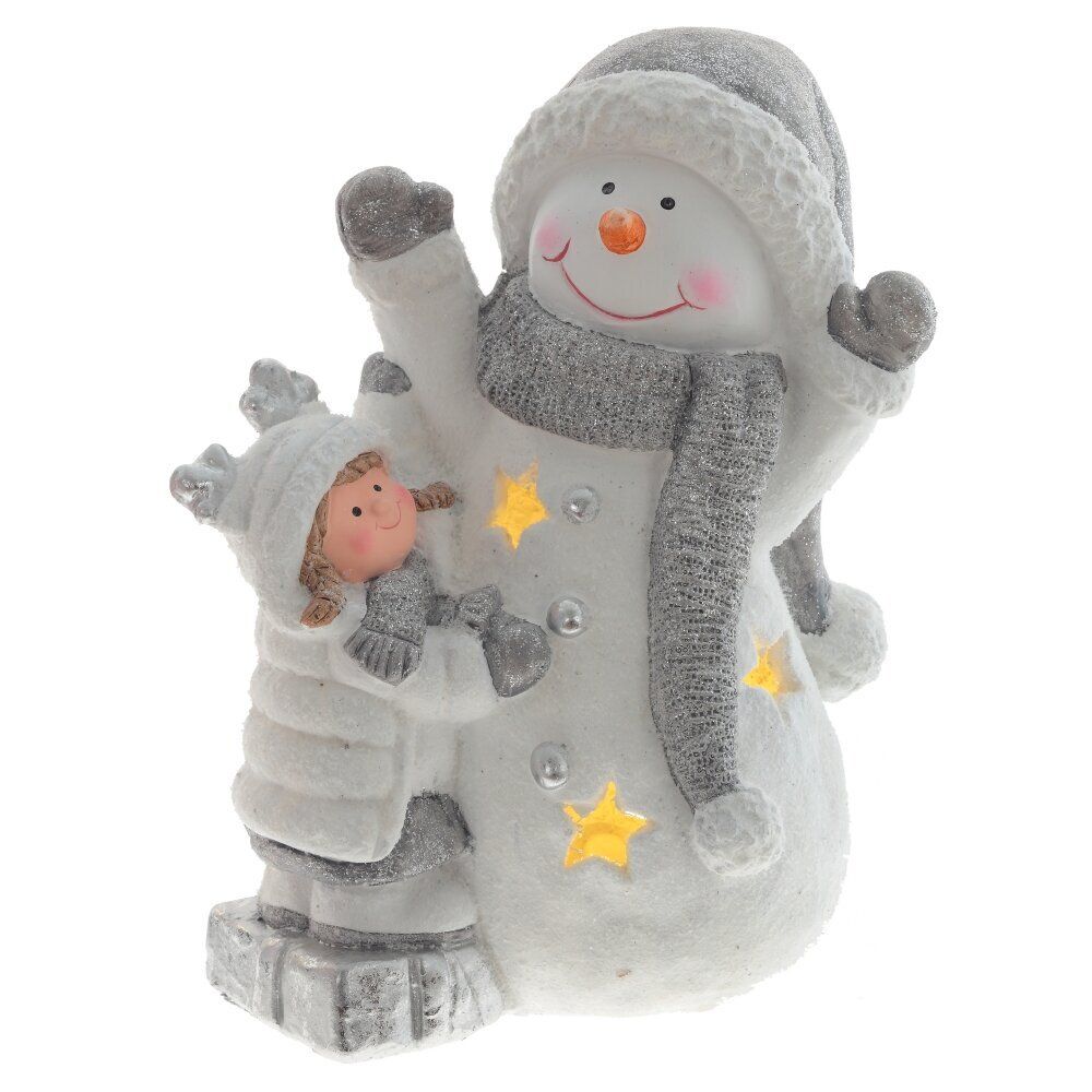GAEM Фигурка декоративная "Снеговик и девочка" (подсветка, 3хААА, н/п), L30 W20 H37 см, 2в.