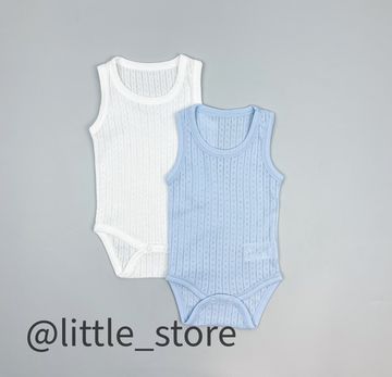 Боди-маечки ажурные, Голубой/белый