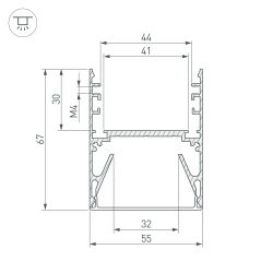Профиль с экраном ALU-LINE-DUO-2000 ANOD+OPAL (Arlight, Алюминий) 024188