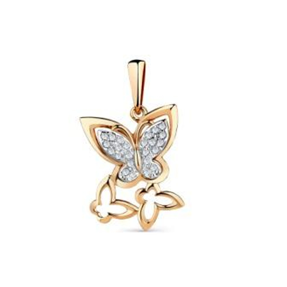 Подвеска Бабочка из золота с фианитами