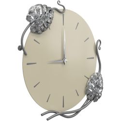 Часы настенные Monstera Deliciosa (Монстера) Колор Серый шелк Сильвер