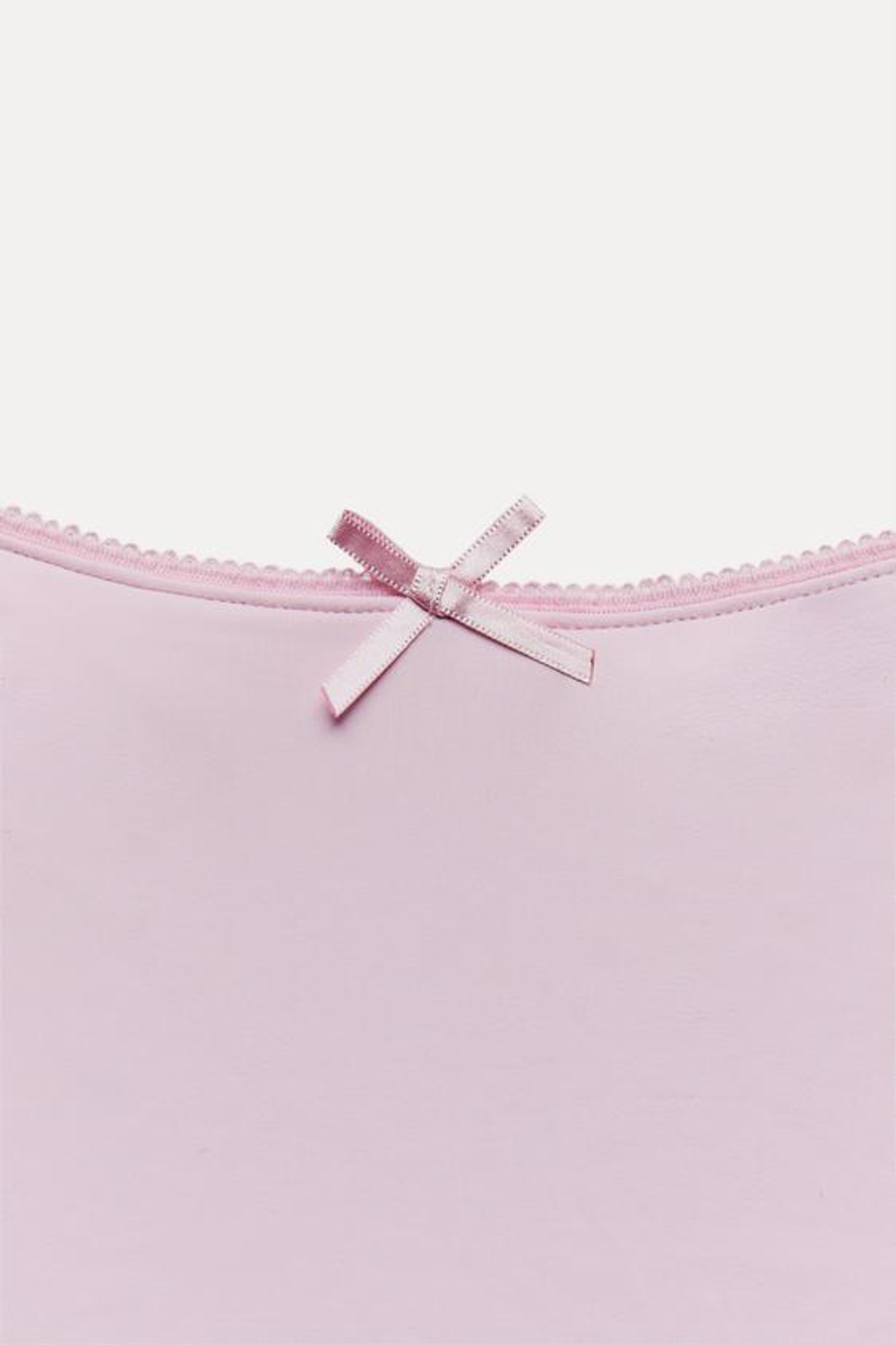 ZARA ТОП ИЗ СМЕСОВОГО ПОЛИАМИДА С БАНТИКОМ, ПАСТЕЛЬНО-РОЗОВЫЙ