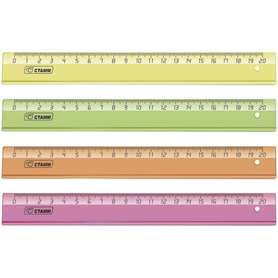 Линейка прозр.20см флуоресц.(Стамм)