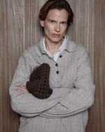 Поло объемного кроя из смесового кашемира серо-бежевый