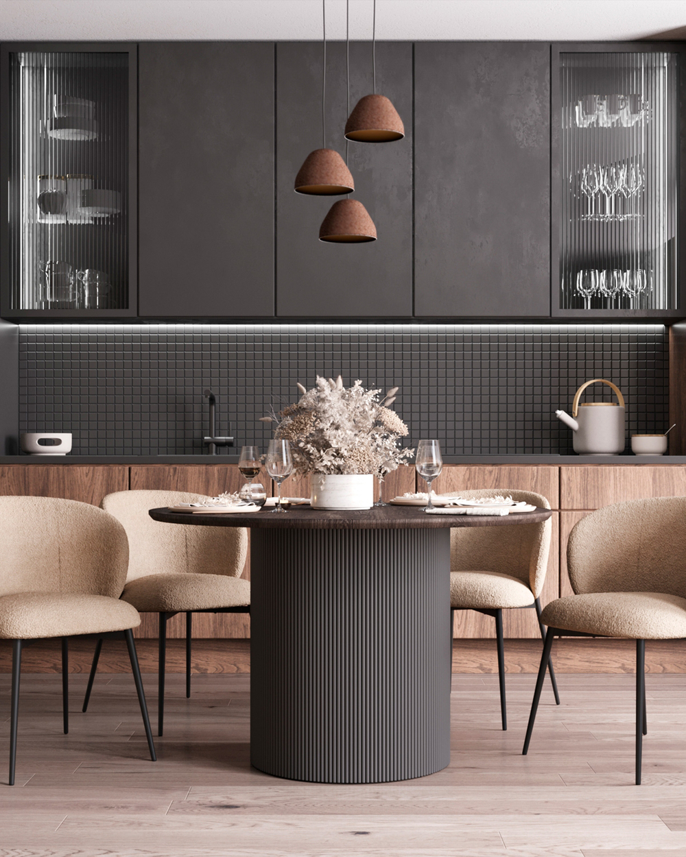 Стул Блейз букле капучино каркас серо-коричневый