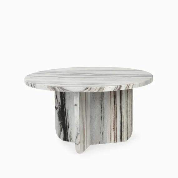 Кофейный стол Pia Ø55х30 см, черно-белый мрамор