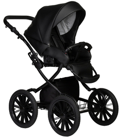Детская коляска Indigo Mio Eco Plus 14 2 в 1 01 черная кожа