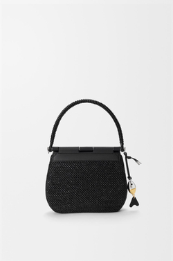Loewe Средняя сумка Pescador из рафии и телячьей кожи, черный