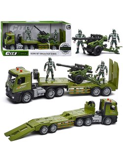 Машинка Военный автовоз с пушкой и солдатами (588B-17)