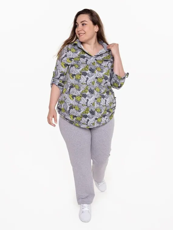 Брюки домашние женские, цвет серый меланж, размер 48