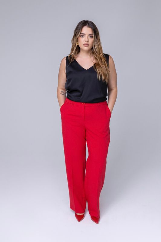 Брюки классические прямые, красный