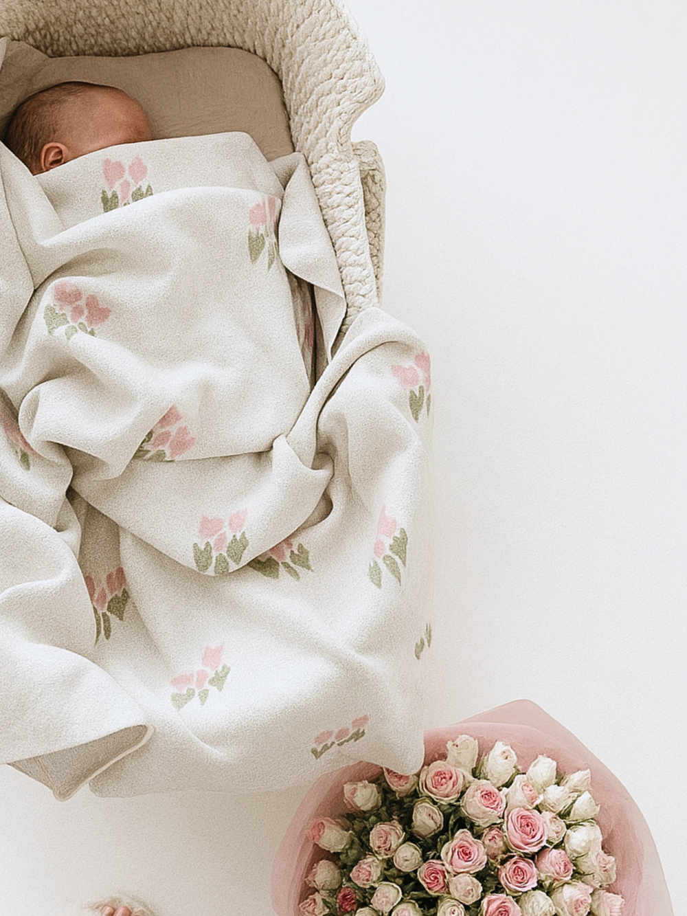 Вязанный плед Тюльпаны