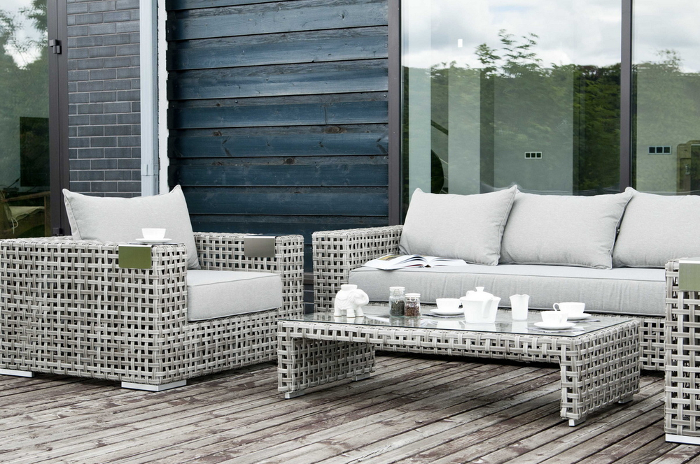 "Тито" лаунж-зона из искусственного ротанга, цвет серый