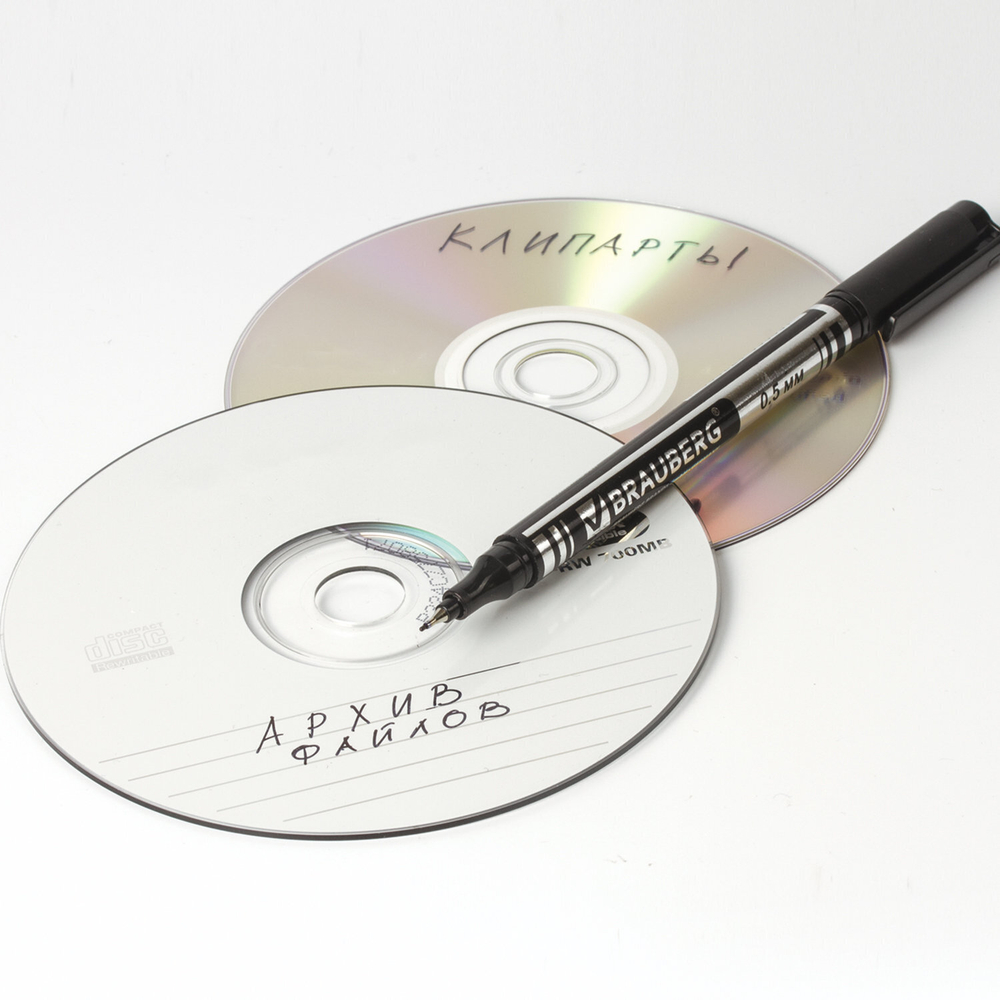 Маркер для CD и DVD BRAUBERG черный супертонкий металлический наконечник 0 5 мм (12 штук в упаковке)
