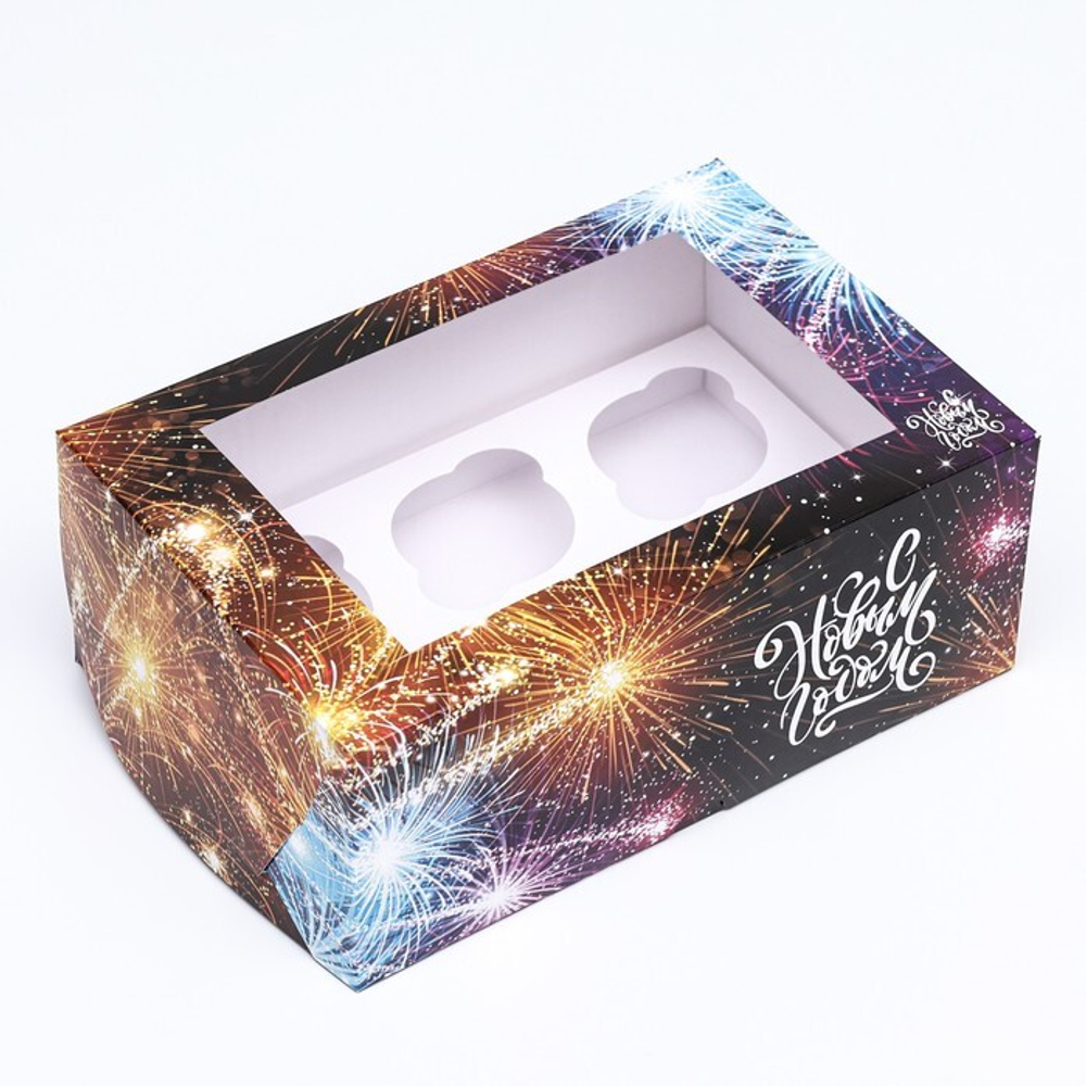 Коробка для капкейков, 6 ячеек с окном