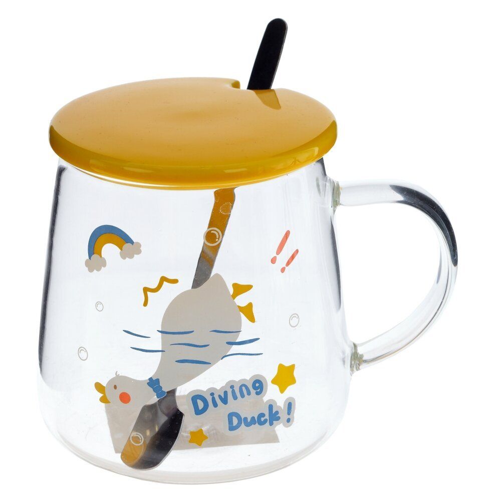 GAEM Кружка с крышкой и ложкой, 500 мл, L12 W9 H10 см, 4в.