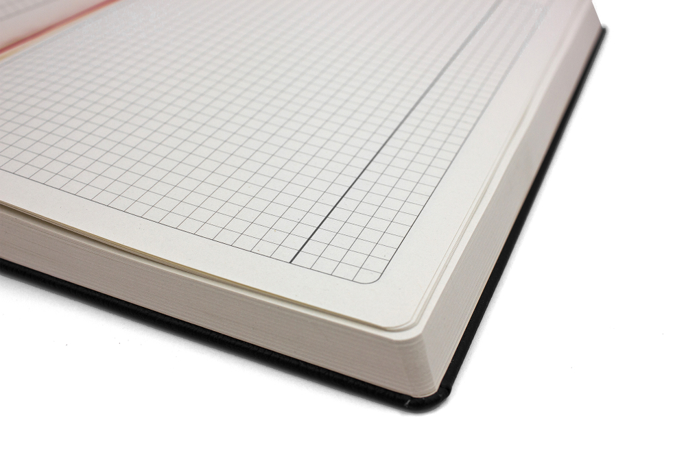 Бизнес-тетрадь А4 в клетку PERFECT SYSTEM black твердая обложка - черный Charme с тиснением