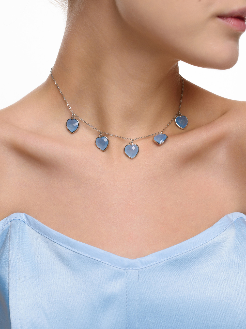 Чокер "Amour" с голубым агатом Silver