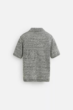 ZARA ПОЛО ИЗ БЛЕСТЯЩЕГО ТРИКОТАЖА, ЧЕРНЫЙ