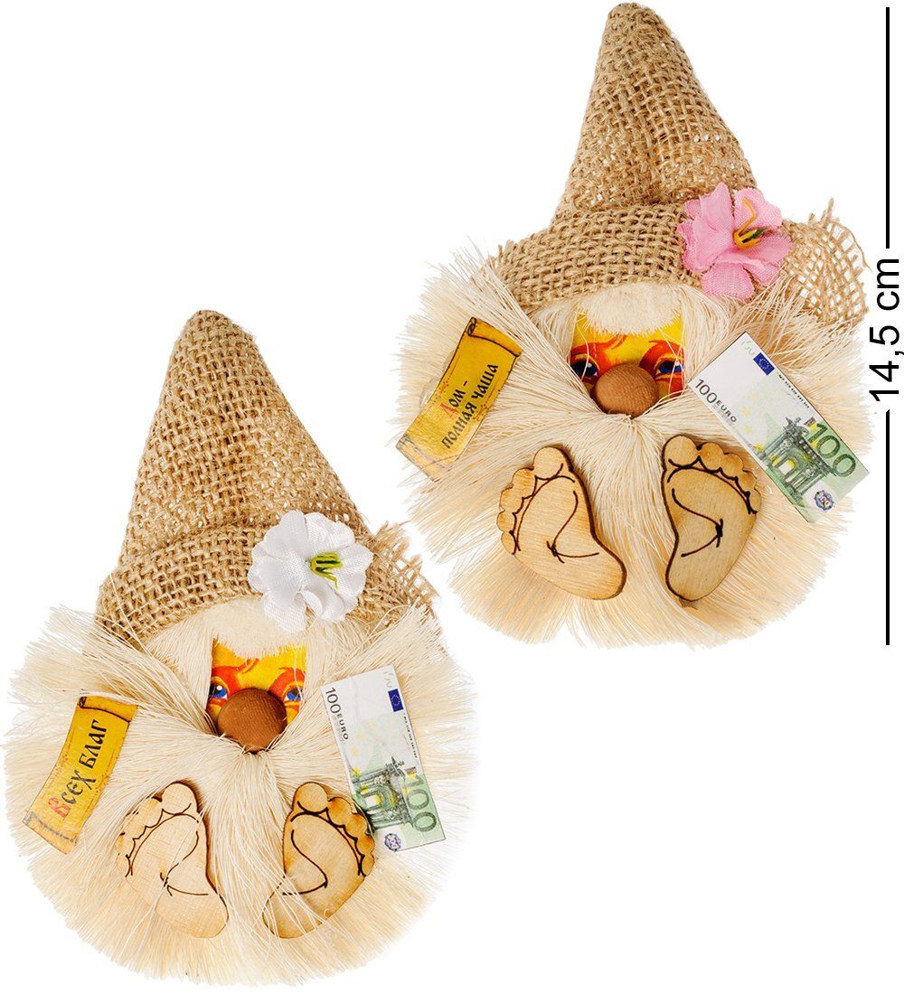 DO-403 Домовик магнит в льняном колпаке мал. 2шт