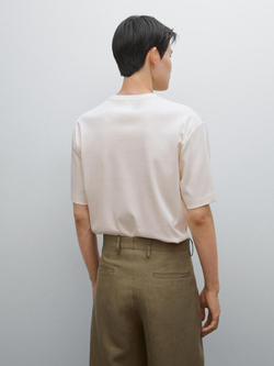 Massimo Dutti Футболка из 100% хлопка, натуральный, кремовый